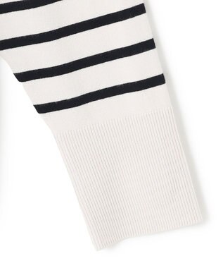 UNFILO 【洗える/抗菌防臭】マイビューティー クロップド丈ニット アイボリー×ブラック