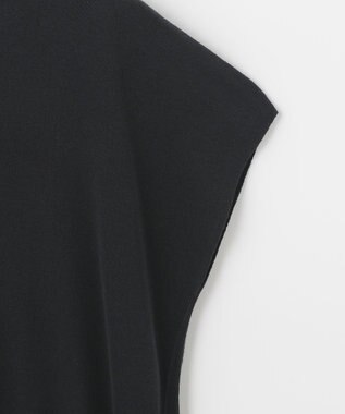 自由区 【洗える】ハイツイストコットンアセテート サマーニットドレス ブラック系