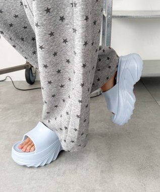 WEGO 厚底デザインラバーサンダル サックス