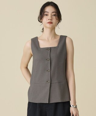 自由区 S 【セットアップ対応】リネンライクシンセティックノースリーブ ブラウス