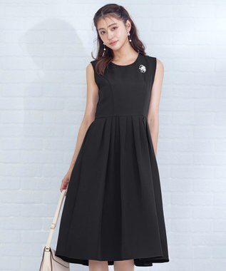 Tiaclasse 【洗える】タックフレアワンピース ブラック