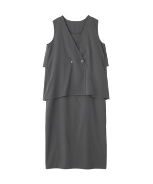AMERICAN HOLIC 【2点セット・マルチ機能】フリルジレ＋Iラインワンピース Charcoal Gray