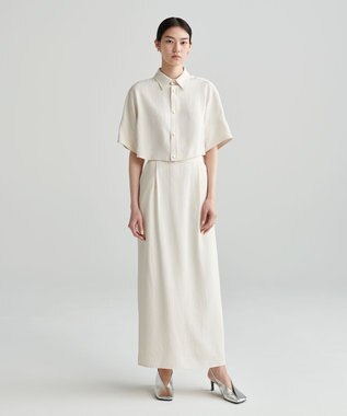 NAVE 【ReNAVE　洗える】アセテートギャバスカート オフホワイト