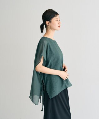 YECCA VECCA サイドリボンシアーレイヤードプルオーバー Dark Green