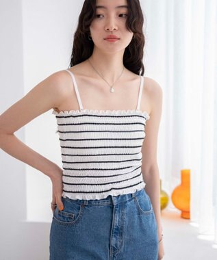 WEGO ２WAYシャーリングキャミ 柄1