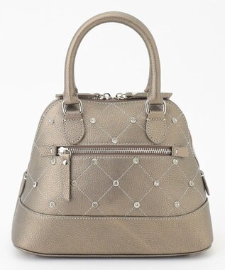 LA BAGAGERIE ラインストーンリベット　カウレザー2wayハンドバッグ ガンメタリック