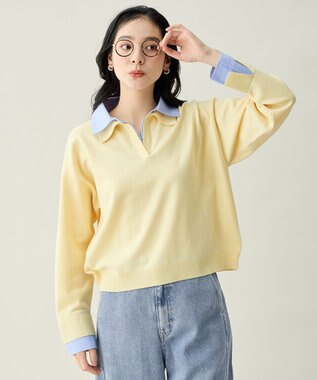 ANY ファブリックコンビスキッパーニット