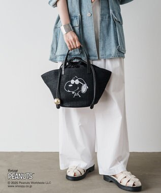russet 【2025SS】《PEANUTS×russetコラボ第二弾》カゴトートバッグ小(CE-1515) Black