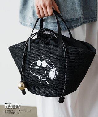 russet 【2025SS】《PEANUTS×russetコラボ第二弾》カゴトートバッグ小(CE-1515) Black