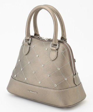 LA BAGAGERIE ラインストーンリベット　カウレザー2wayハンドバッグ ガンメタリック