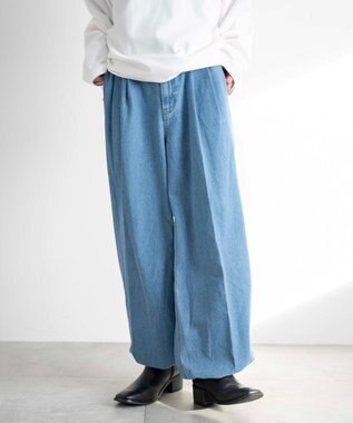 WEGO 【ウエストゴム】スーパーバギーデニムスラックス デニム淡色