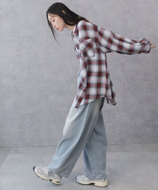 WEGO チェックBIGシャツ レッド