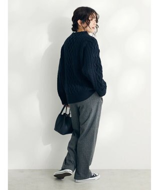 CRAFT STANDARD BOUTIQUE ラグランケーブルニットプルオーバー　 Navy