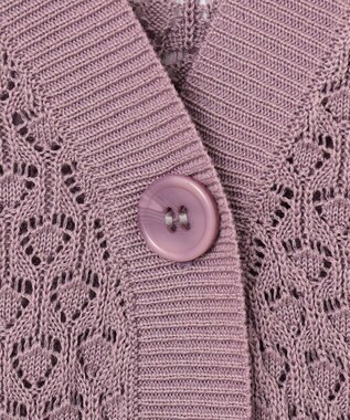 Feroux 【洗える】透かし編み カーディガン ライラック系