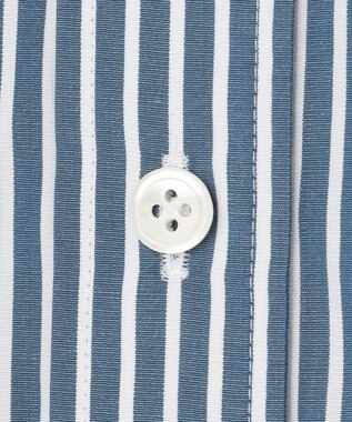 23区 【洗える】CANCLINI バンドカラー シャツ ブルー×ホワイトストライプ