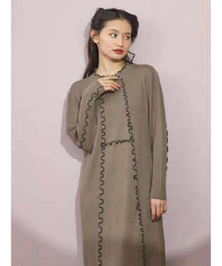 Green Parks ■ＥＳＣＡＲ　メローキリカエニットワンピース Gray