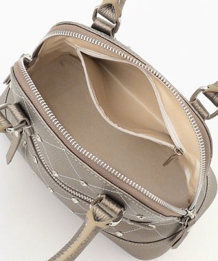 LA BAGAGERIE ラインストーンリベット　カウレザー2wayハンドバッグ ガンメタリック