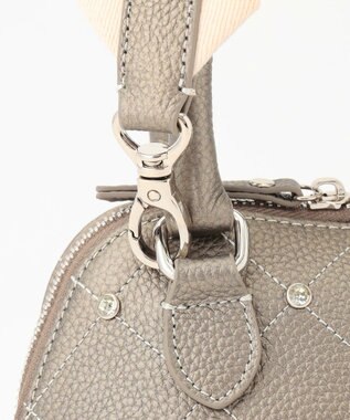 LA BAGAGERIE ラインストーンリベット　カウレザー2wayハンドバッグ ガンメタリック