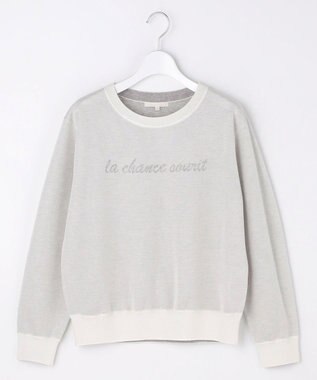 自由区 L グラフィックジャカード ニット オフ×グレー