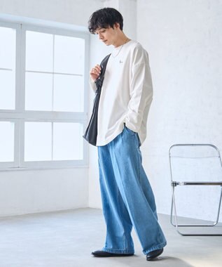 WEGO 【ウエストゴム】スーパーバギーデニムスラックス デニム淡色