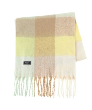 AMERICAN HOLIC シャギーチェックＢＩＧマフラー Yellow