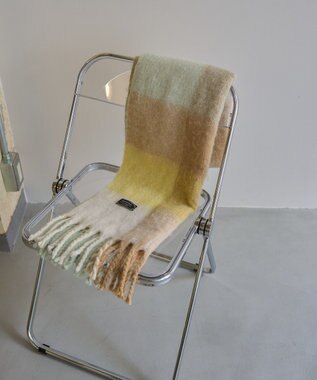 AMERICAN HOLIC シャギーチェックＢＩＧマフラー Yellow