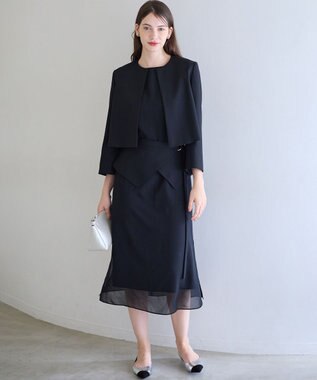 23区 S 【APPLAUDIR】シフォンジョーゼット コンビドレス ブラック系