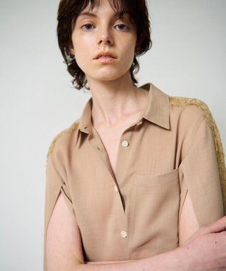 GRACE CONTINENTAL シアーポンチョシャツ キャメル