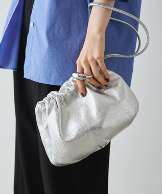 russet レザー巾着4WAYショルダーバッグ(CE-1454) Silver