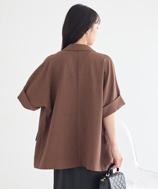 earth music&ecology 【セットアップ対応】リネンライクダブルジャケット Brown