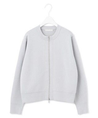 ICB L 【洗える】コットンポリエステルスムース ニットブルゾン シルバー系