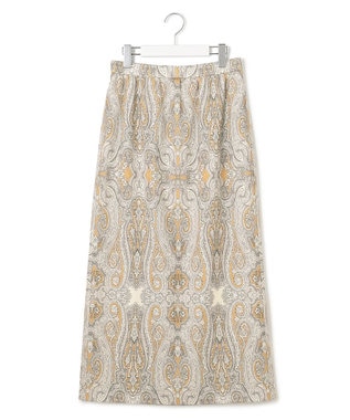 23区 【洗える】Rattiドローイングペイズリープリント スカート ベージュプリント