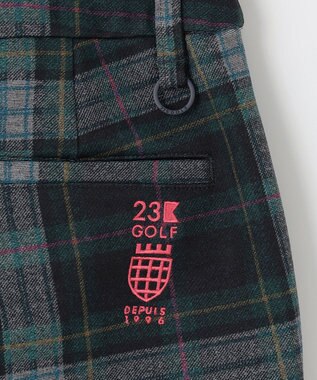 23区GOLF 【WOMEN】チェック柄裏起毛パンツ ダークグリーン系3