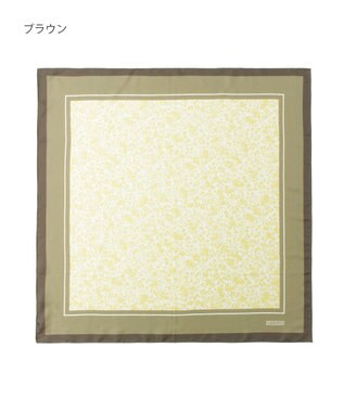 MOONBAT MACKINTOSH PHILOSOPHY(マッキントッシュ フィロソフィー）シルクスカーフ ボタニカル 68×68㎝ 日本製 ブラウン