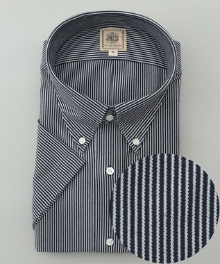 J.PRESS MEN 【KING SIZE】【夏に嬉しい高機能】カノコインレイマイクロストライプパッチポケット シャツ/B.D.