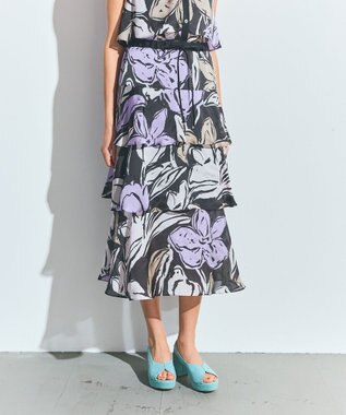 GRACE CONTINENTAL プリントレイヤードスカート