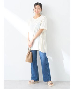 earth music&ecology プリーツドッキングチュニック Ivory