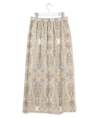 23区 【洗える】Rattiドローイングペイズリープリント スカート ベージュプリント