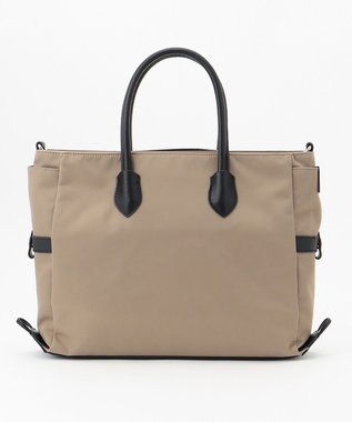 Y'SACCS ナイロン×リサイクルレザー　ホック2WAYトート　Sサイズ グレージュ