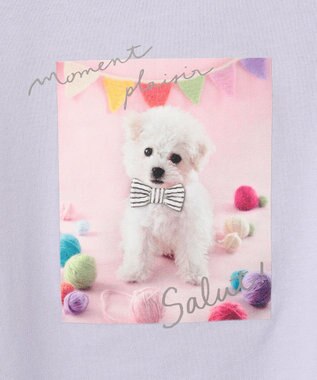 ANY KIDS フォトプリント 長袖 Ｔシャツ ラベンダー×イヌ