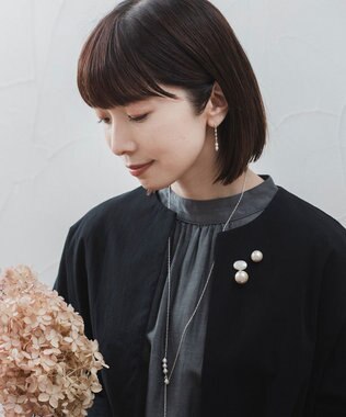 Pisceans オーバルカボション&コットンパール2setブローチ マットシルバー