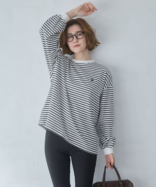 WEGO 【大好評により再入荷！】USPOLOだぼそでカラーロンT ホワイトボーダー