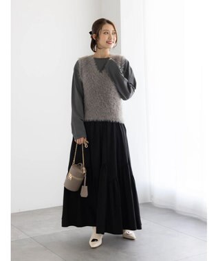 Te chichi 【泉 里香さん着用・Oggi.jp10/23掲載】シルケットロングスリーブTシャツ チャコールグレー