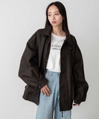 WEGO 【ユニセックス着用ITEM】エコレザー2WAYフライトジャケット ブラウン