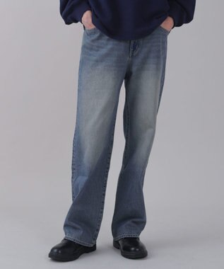 WEGO 【ユニセックス着用ITEM/ウエスト調整可】ストレートデニムパンツ デニム中濃色