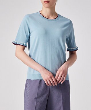 Paul Smith 【洗える】フレアスリーブ 半袖ニット ライトブルー