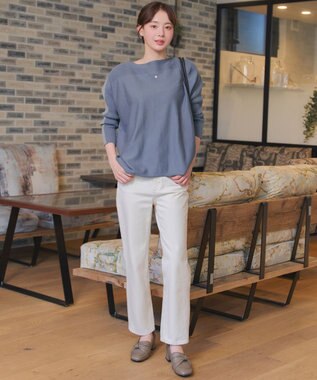 Tiaclasse 前後2wayバイカラーニットプルオーバー ブルー