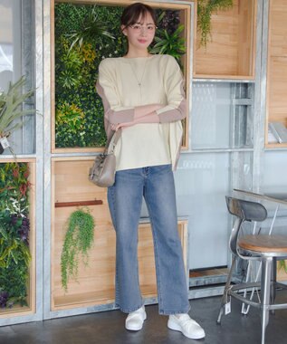 Tiaclasse 前後2wayバイカラーニットプルオーバー アイボリー