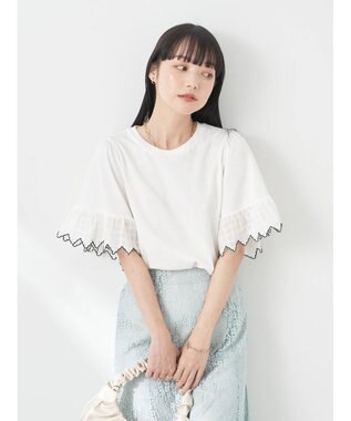 earth music&ecology 配色スカラップスリーブＴＥＥ