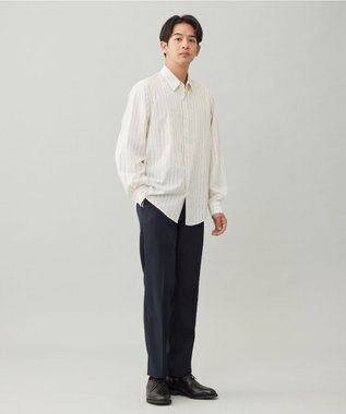 UNFILO MENS 【OCEANS 雑誌・web 掲載 / 男女兼用】TR デイリークリーンシャツ オフホワイト×ブルーストライプ